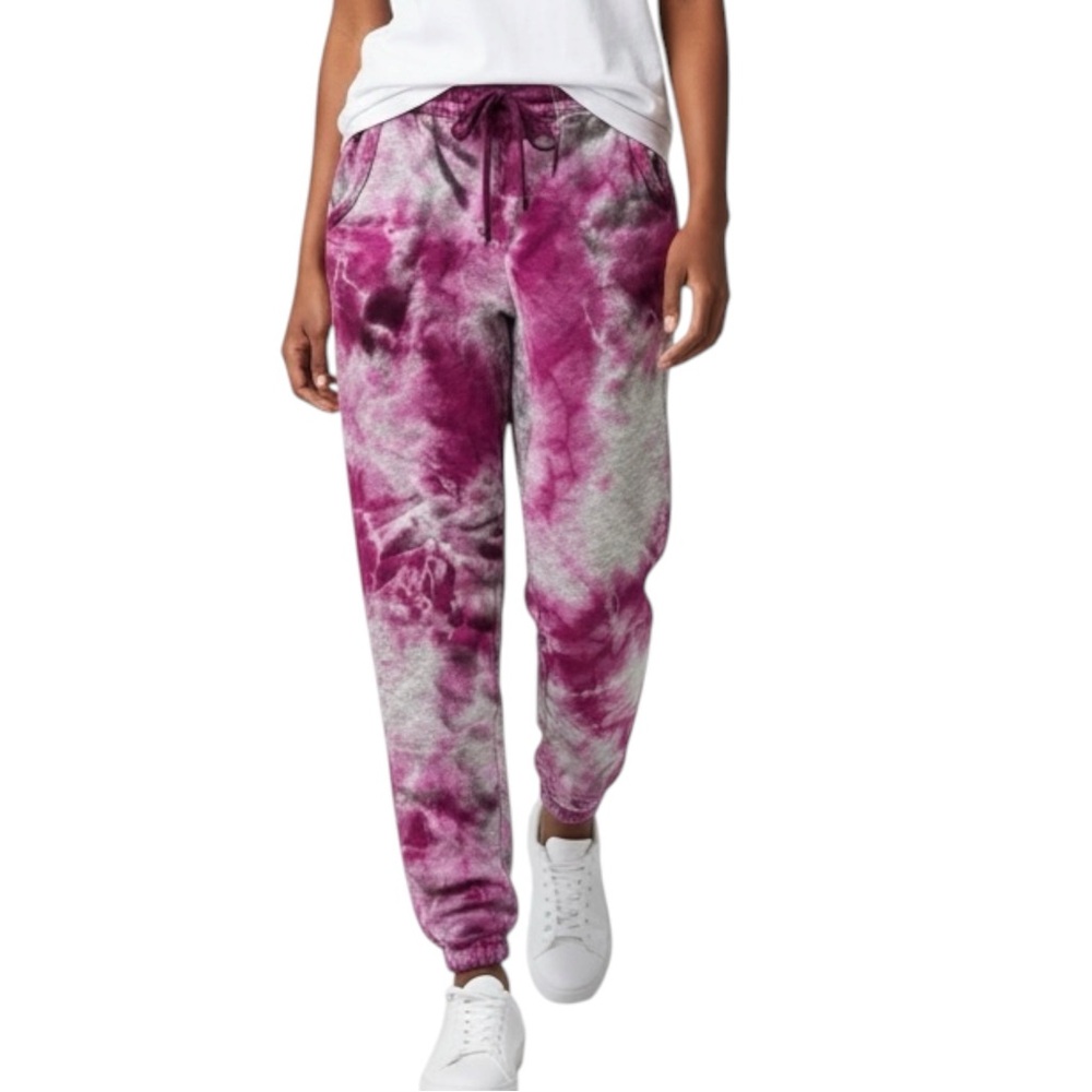 MICHAEL STARS Storm Wash Cozy Joggers in Majesty Pink Tie-dye Size Small